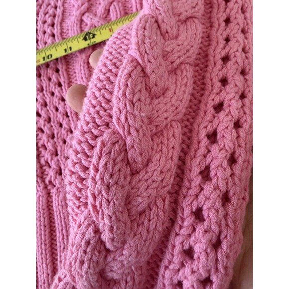 Barbiecore romantic Pink TOMMY HILFIGER Cable Knit pullover Sweater L Y2k 90s - Picture 7 of 8